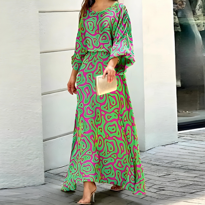 Aira - Robe longue rayonnante à manches larges élégantes pour femmes