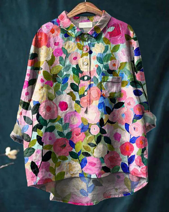 Claire™ - Blouse en Soie Florale Chic