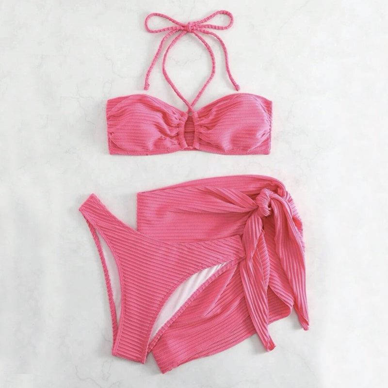 Maria - Ensemble de bikinis 3 pièces à rayures élégantes pour femmes