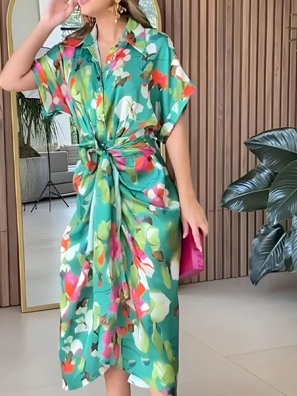 Rona - Élégante robe florale verte pour femmes