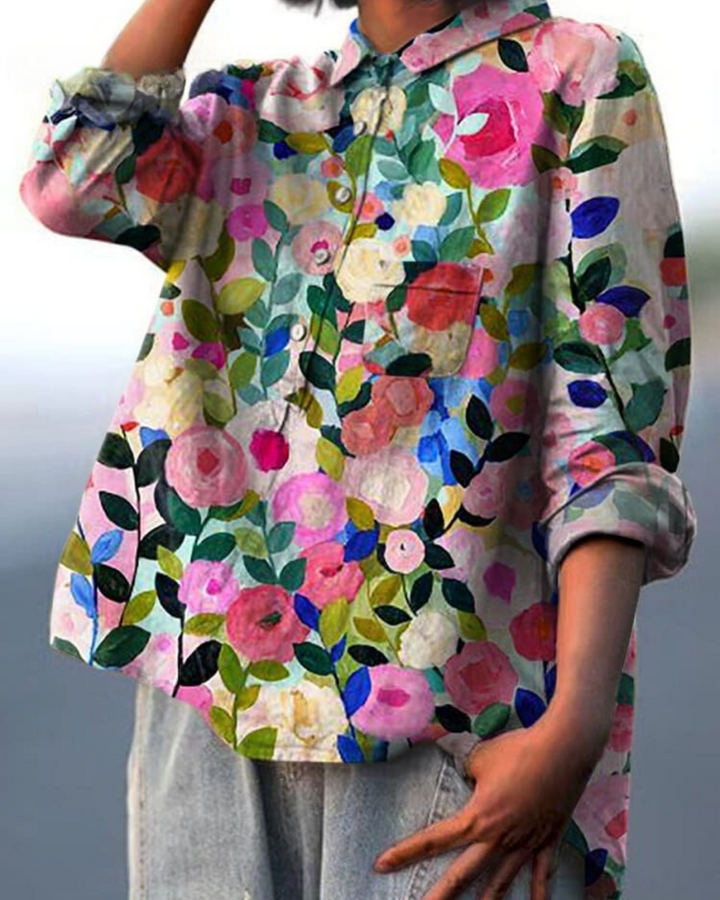 Claire™ - Blouse en Soie Florale Chic