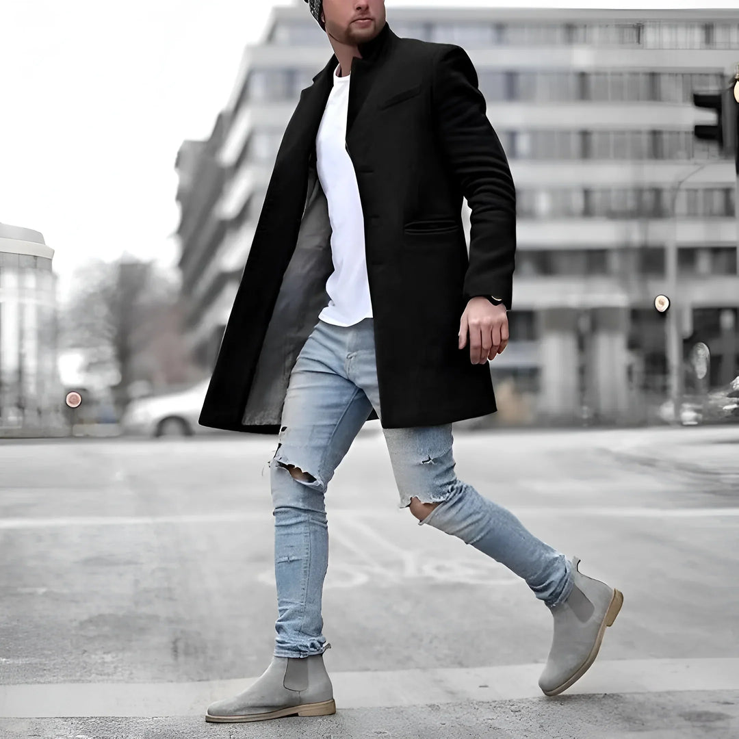 David - Duster Long Élégant en Laine