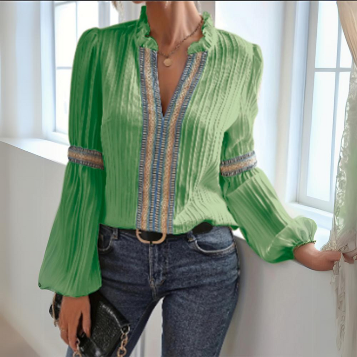 Hélène™ - Blouse Boho en Chiffon à Manches Longues