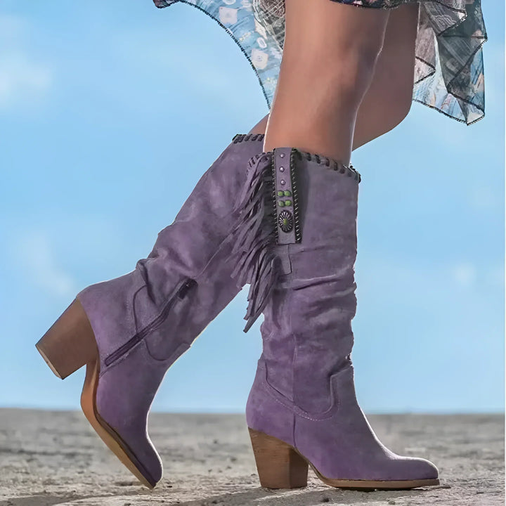 Nathalie™ - Bottes de Cowboy en Cuir Véritable