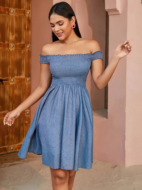 Sanne - Robe midi en denim élégante et stylée pour femmes