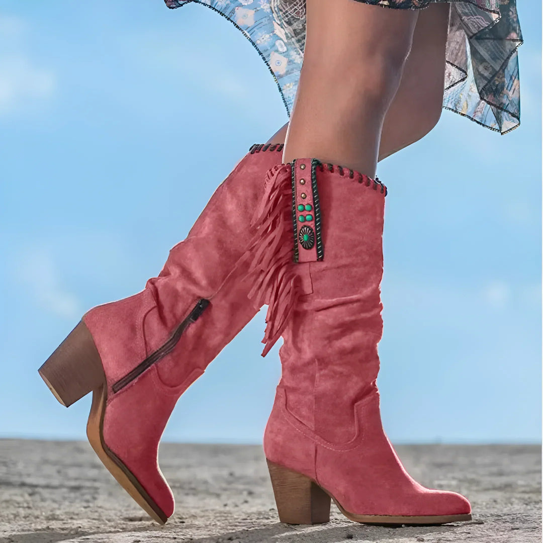 Nathalie™ - Bottes de Cowboy en Cuir Véritable