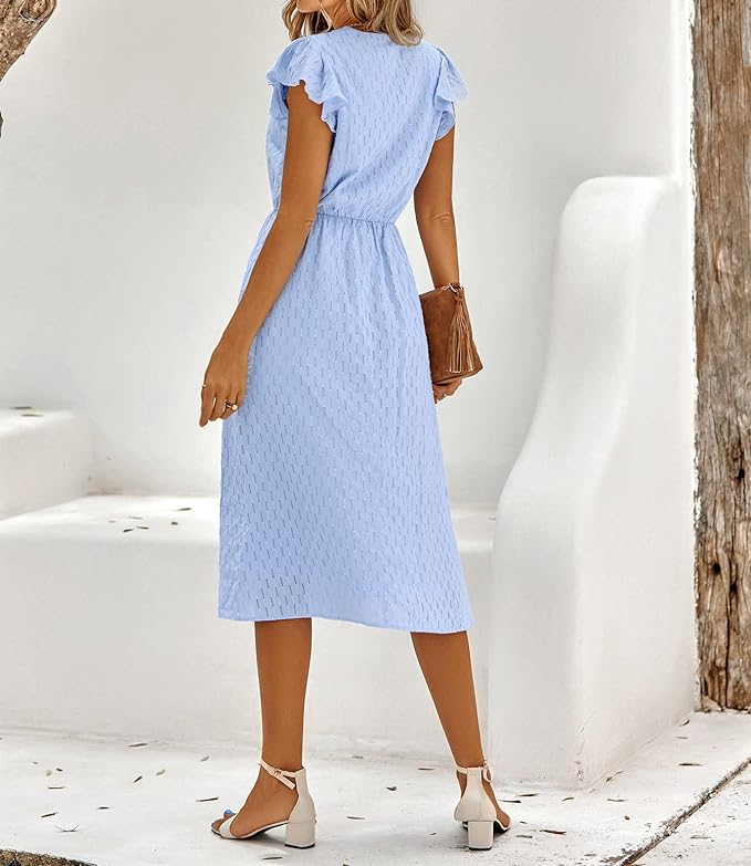 Elin - Robe midi bleue élégante pour un look d'été pour les femmes