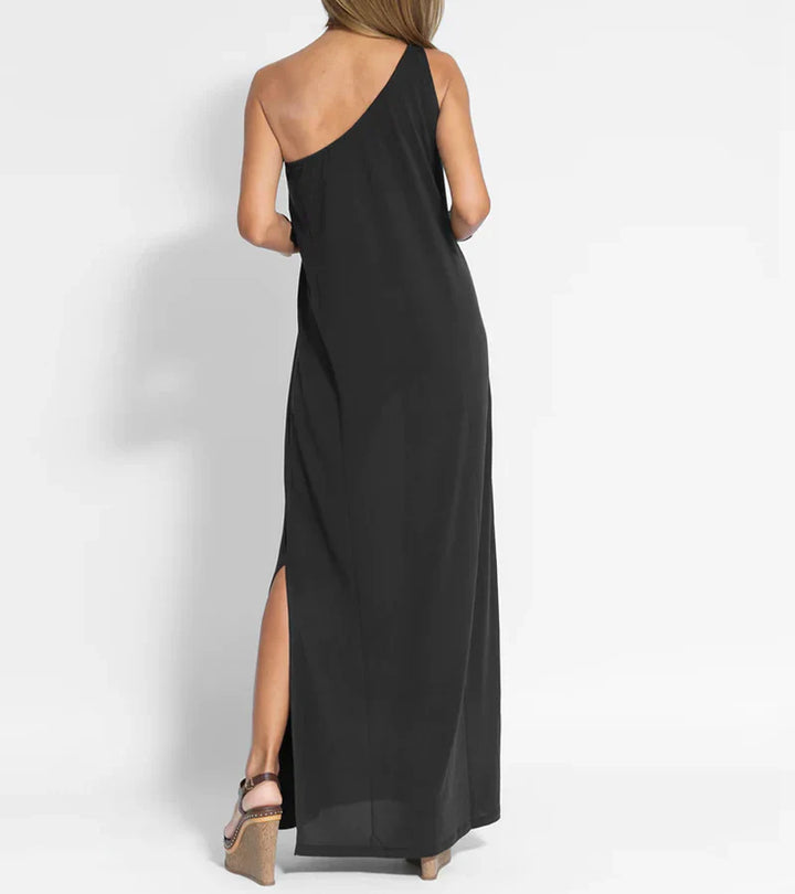 Robe longue stylisée Rebecca avec épaule unique pour les femmes