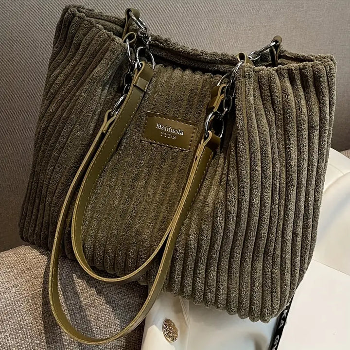 Pauline™ - Sac Cabas en Velours Côtelé de Laine