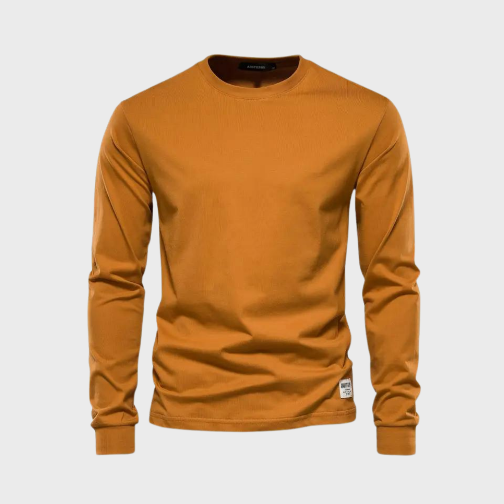 Matthijs - T-shirt élégant à manches longues en couleur unie