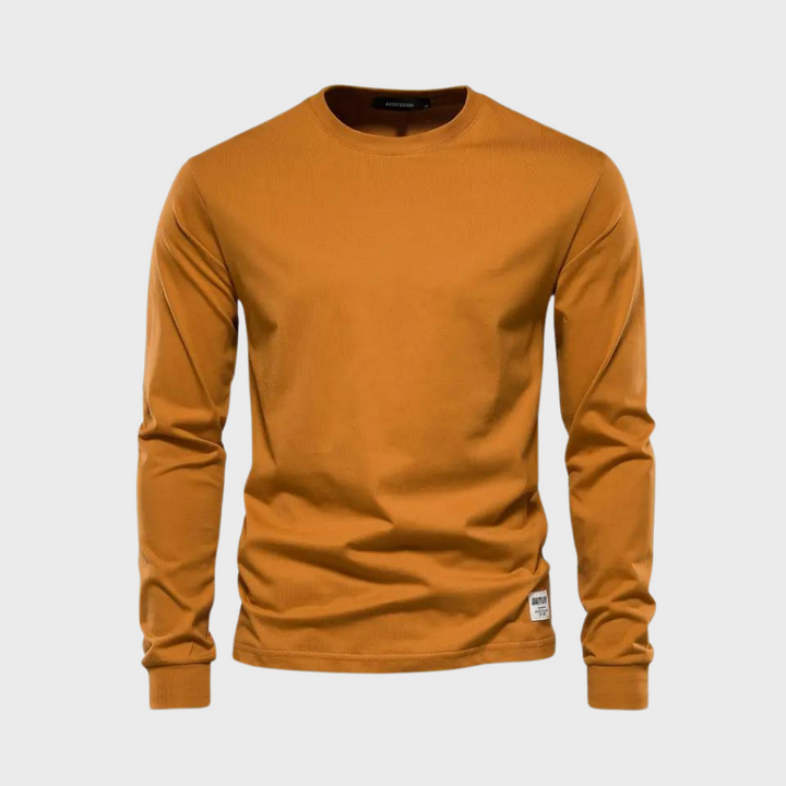 Matthijs - T-shirt élégant à manches longues en couleur unie
