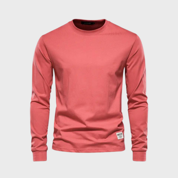 Matthijs - T-shirt élégant à manches longues en couleur unie