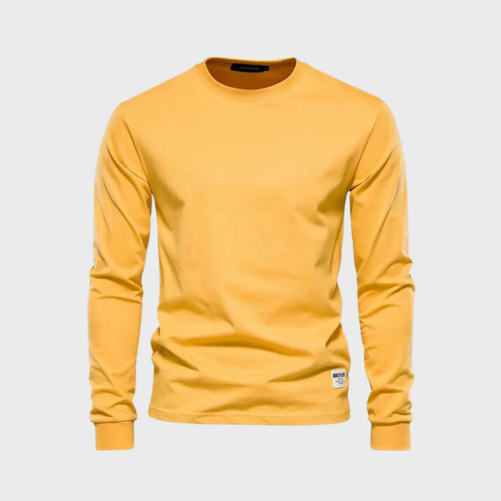 Matthijs - T-shirt élégant à manches longues en couleur unie