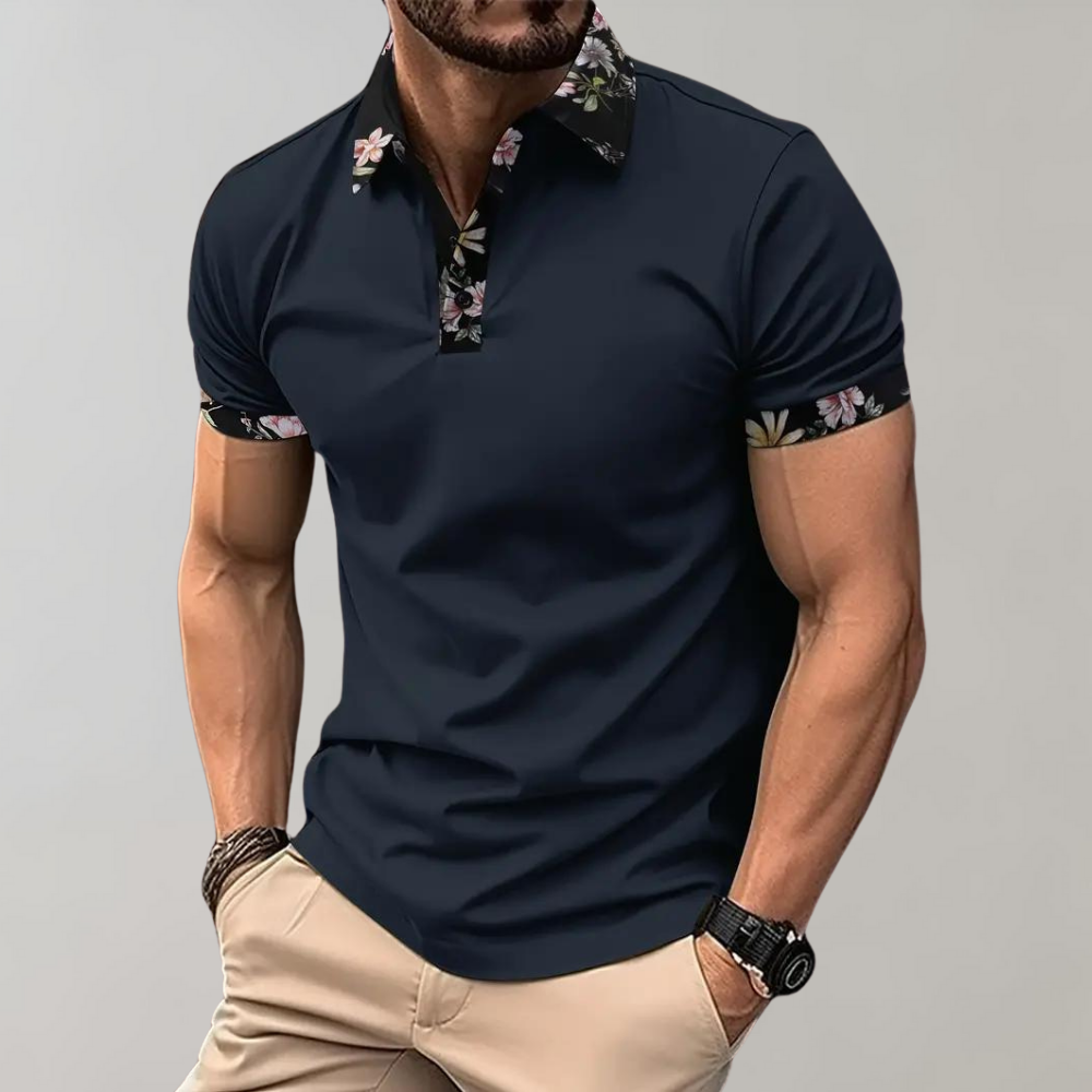 Sander - Polo élégant à imprimé floral pour hommes
