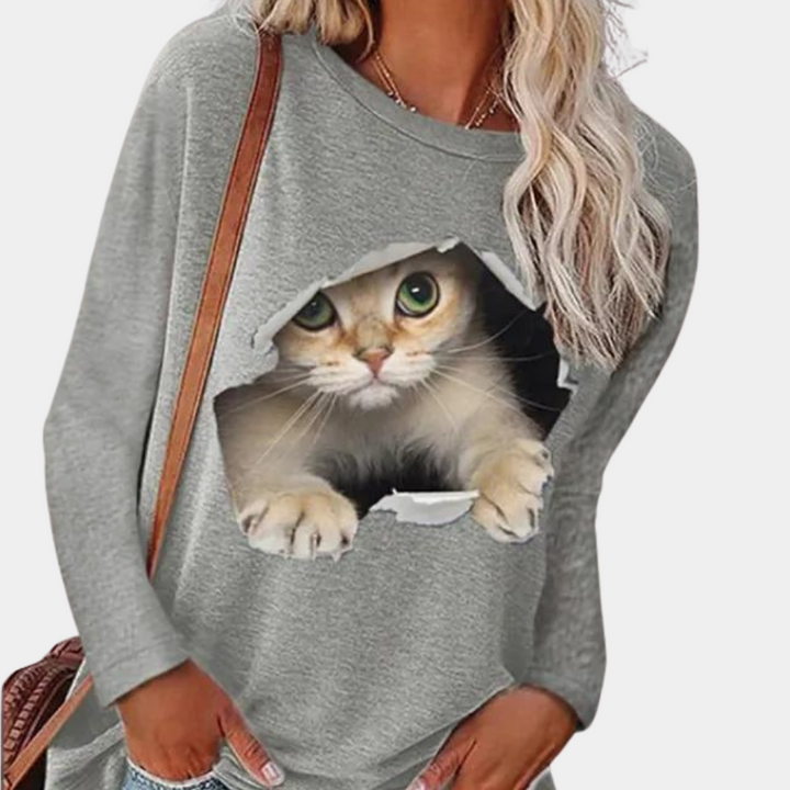 Chemisier chic pour femmes avec imprimé chat mignon