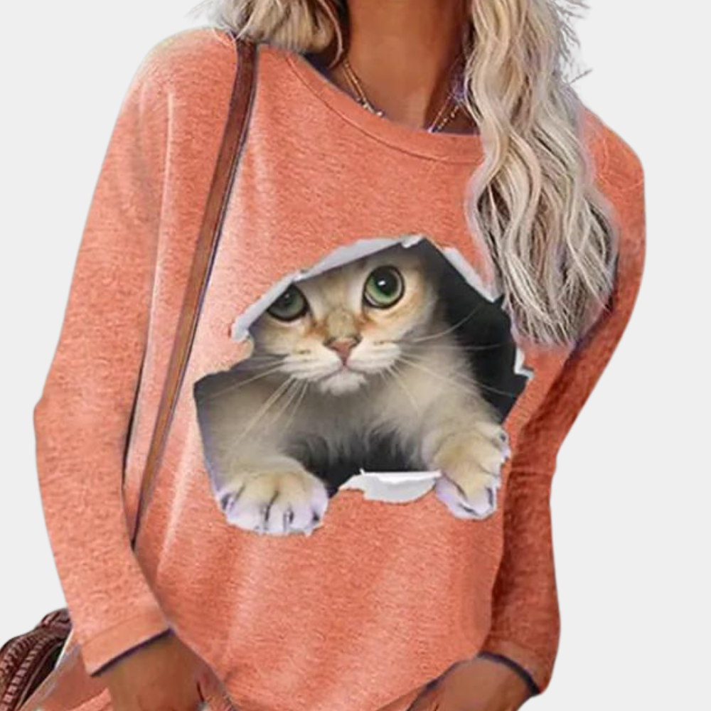 Chemisier chic pour femmes avec imprimé chat mignon