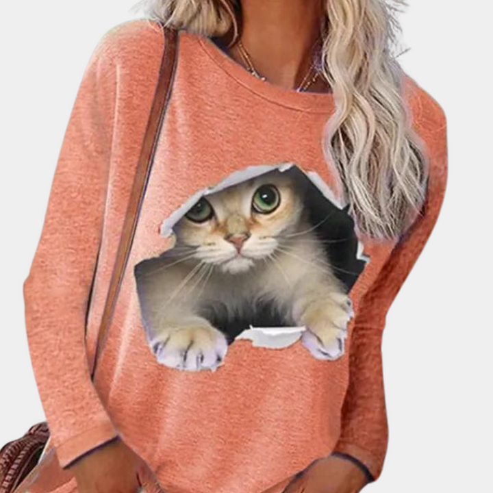 Chemisier chic pour femmes avec imprimé chat mignon