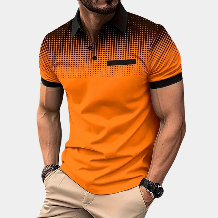 Chemise homme orange à pois tendance