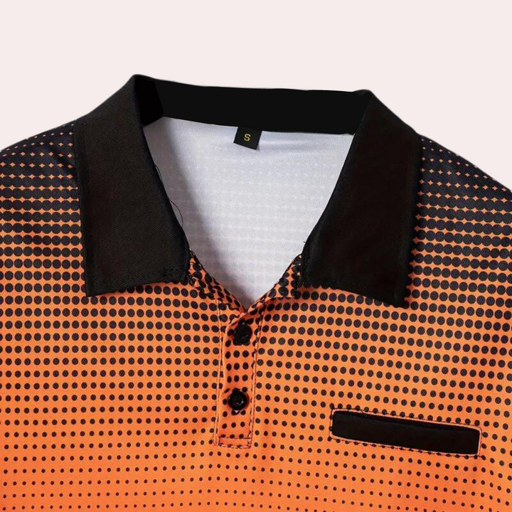 Chemise homme orange à pois tendance