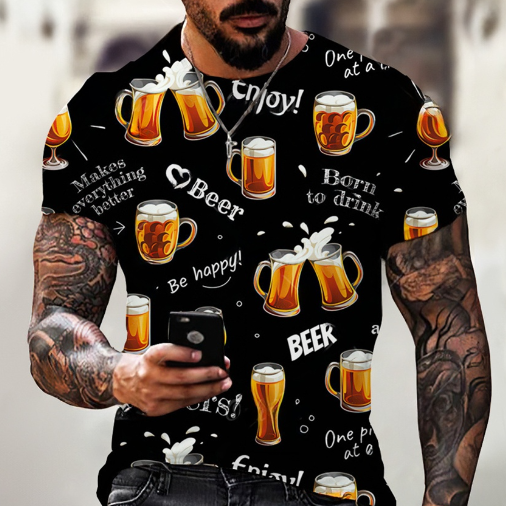 Nikos - T-shirt Mignon Oktoberfest avec impression ludique pour hommes