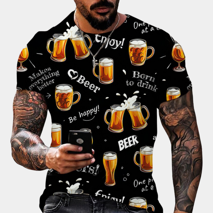 Nikos - T-shirt Mignon Oktoberfest avec impression ludique pour hommes