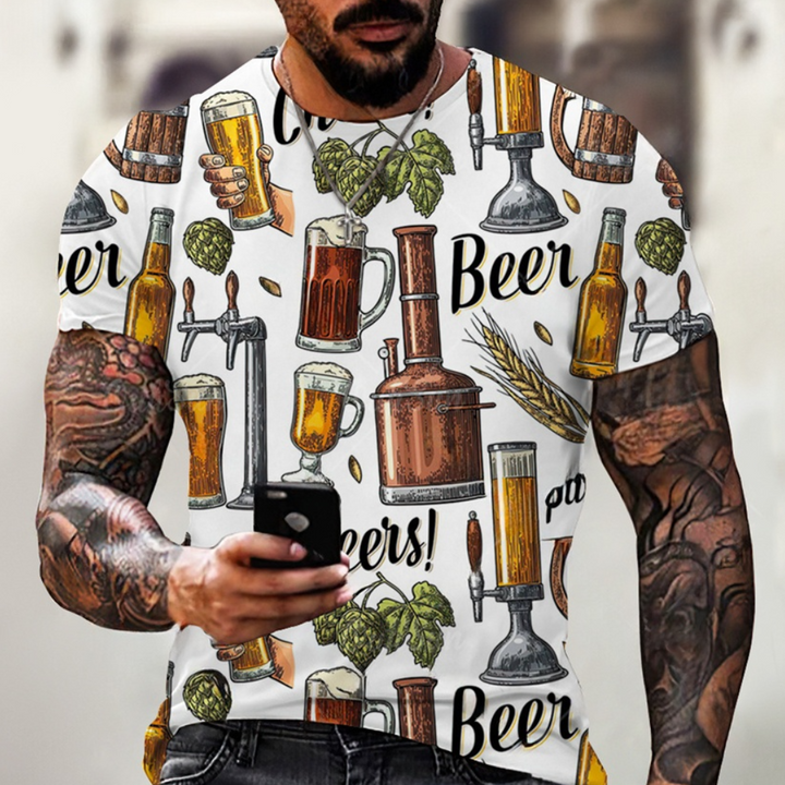 Nikos - T-shirt Mignon Oktoberfest avec impression ludique pour hommes