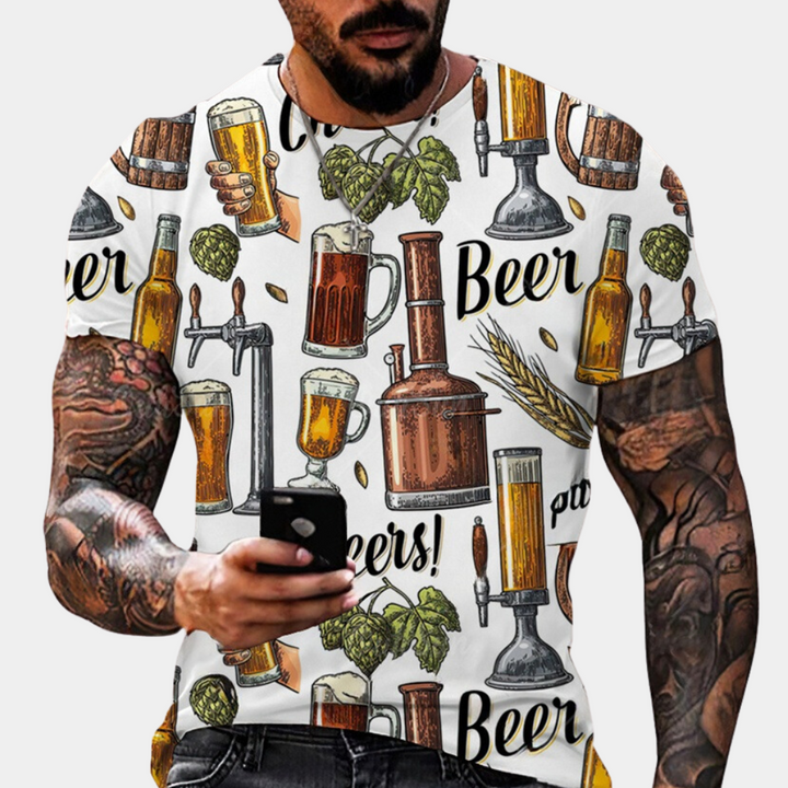 Nikos - T-shirt Mignon Oktoberfest avec impression ludique pour hommes