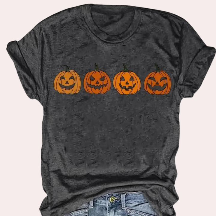Maco - T-shirt d'Halloween avec citrouille pour femmes