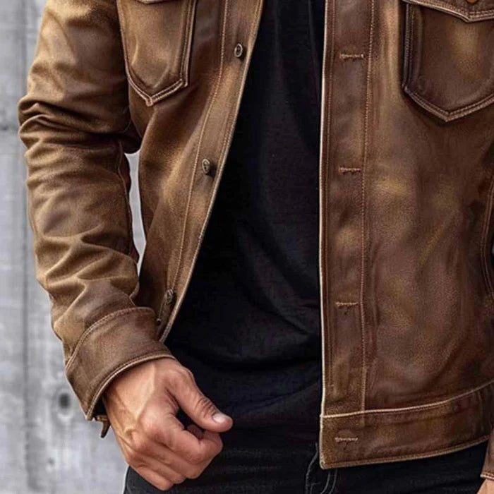 Pierre™ - Veste en Cuir Vintage