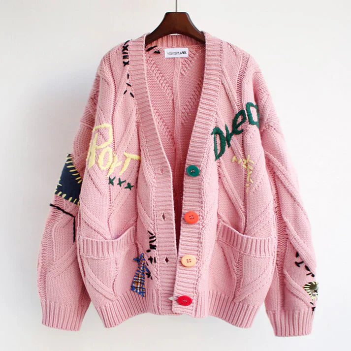 Ella - magnifique cardigan avec des détails uniques en patchwork
