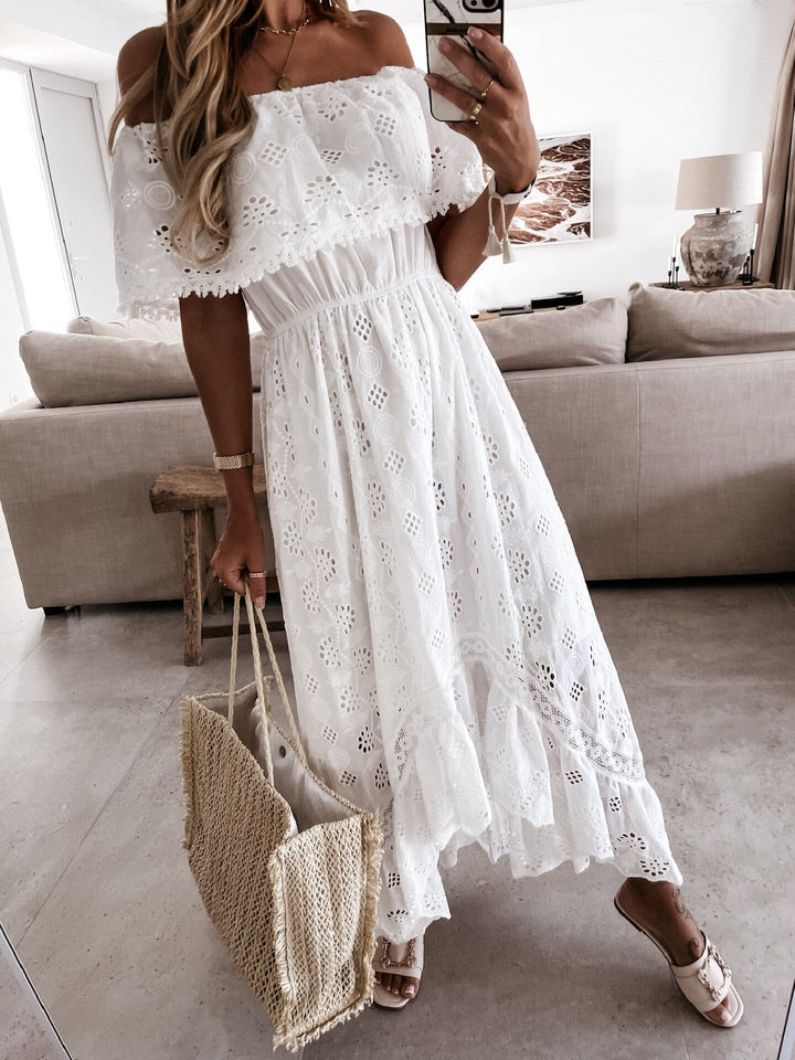Bella - Élégante robe longue boho blanche pour femme
