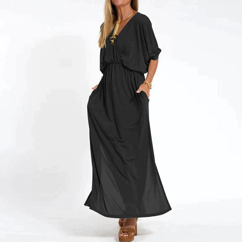Emily - Robe longue élégante de style boho avec ceinture ajustable pour un look féminin