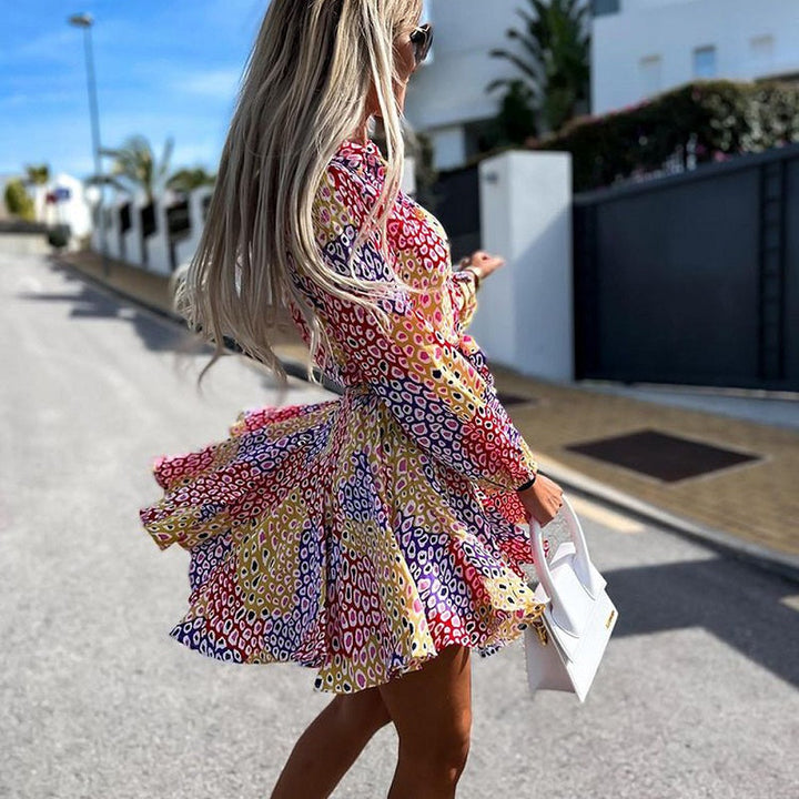 Chloe - Robe courte et évasée en couleurs vives pour femmes