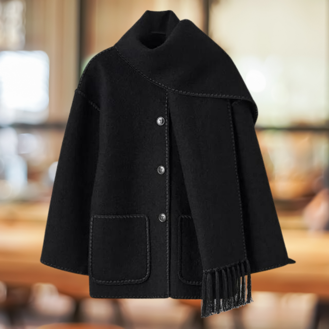 Lucie™ - Manteau Élégant en Laine avec Écharpe d'Hiver