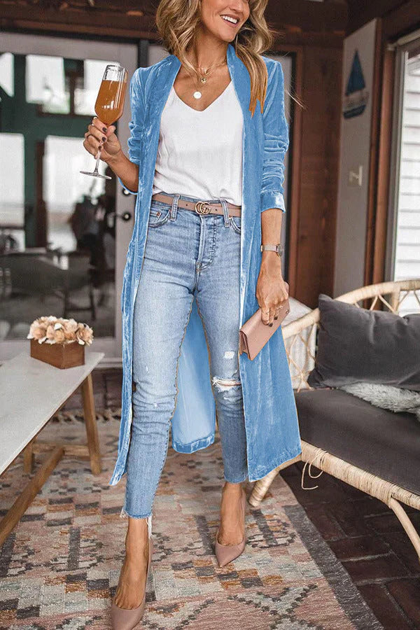 Hailie - Cardigan en velours plus long et plus silencieux