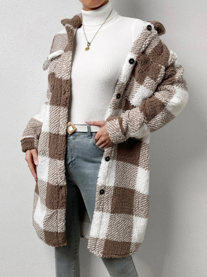 Céline™️ - Manteau en Laine à Carreaux Doux