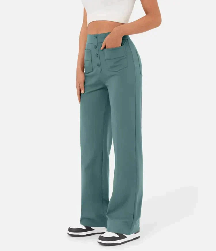 Hélène™ - Pantalons Chics Taille Haute en Coton