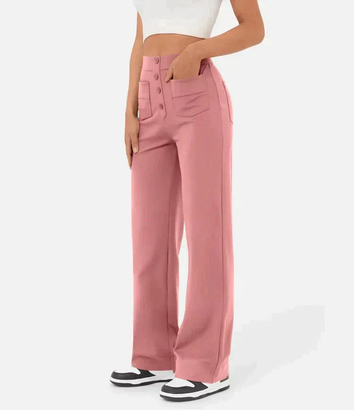 Hélène™ - Pantalons Chics Taille Haute en Coton