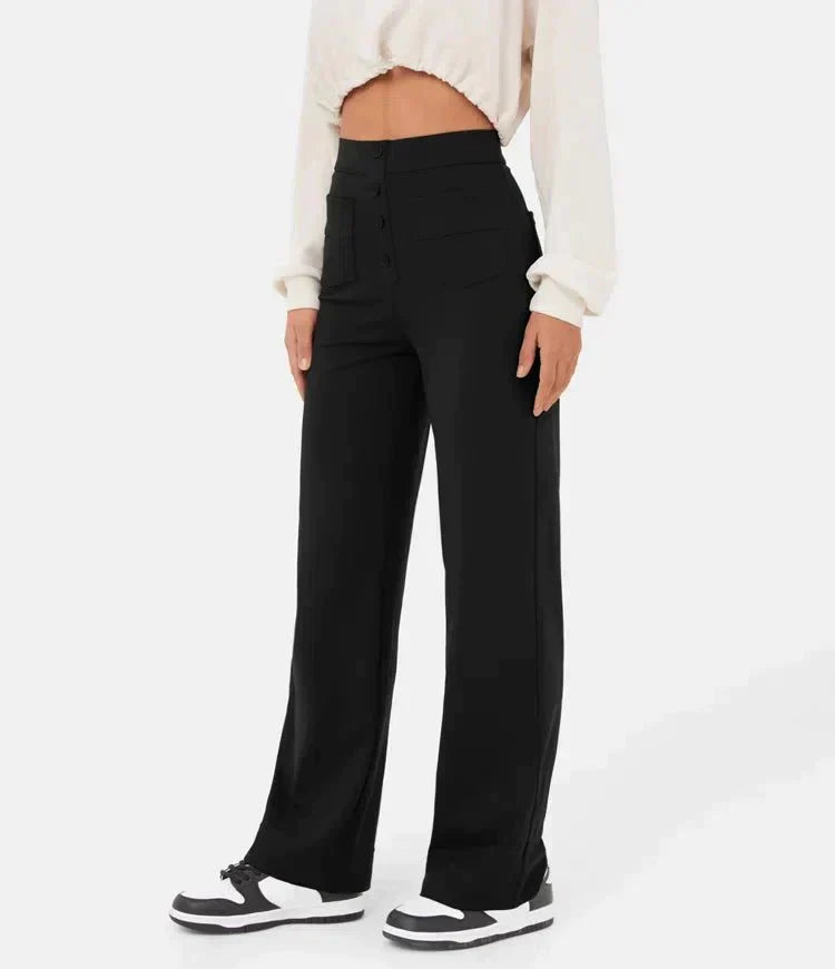 Hélène™ - Pantalons Chics Taille Haute en Coton