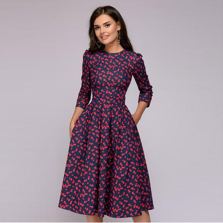 Ruth - Robe midi élégante à imprimé unique pour femmes